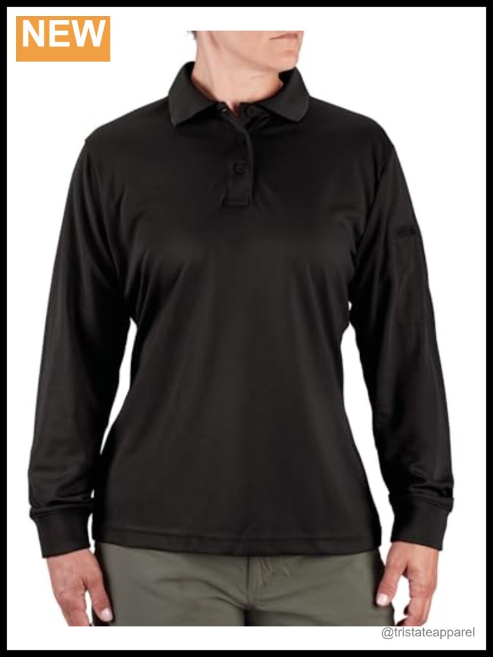 Women's Uniform Long Sleeve Polo Shirt with Pen Pocket & Sunglass Loop